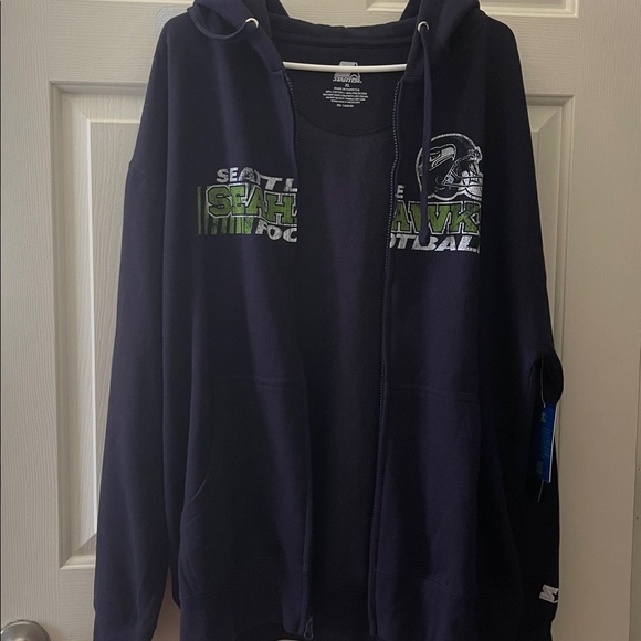 STARTER Navy Blue Seahawks Hoodie - Picture 4 of 5